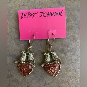 Betsey Johnson heart love bird earrings